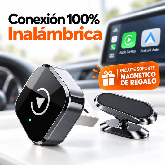 NanoDrive - Receptor Inalámbrico CarPlay y Android Auto + Soporte Magnético de Regalo