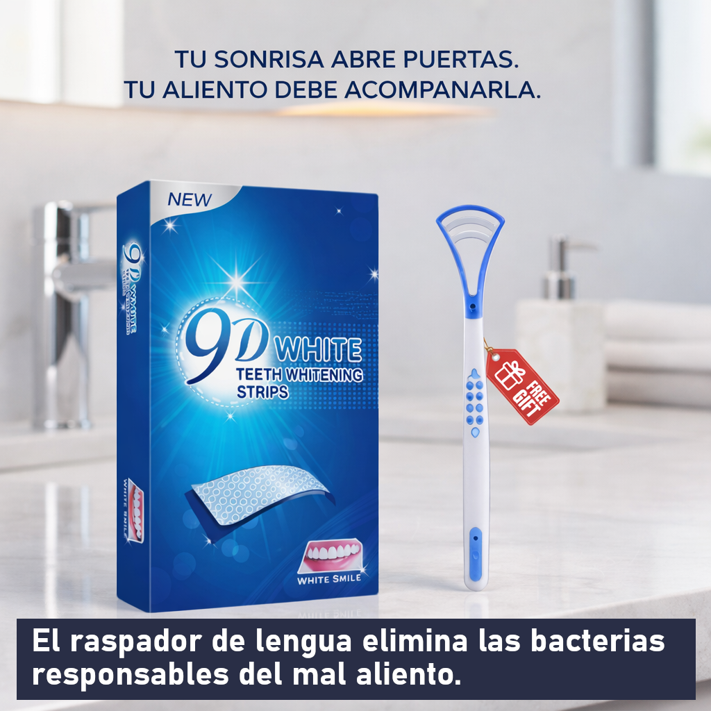 Tiras Blanqueadoras Dentales ClearBite + Raspador Lingual Exclusivo