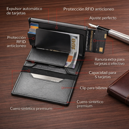 Billetera Automática Slim con Protección RFID y Eyectora de Tarjetas - Axis Bold