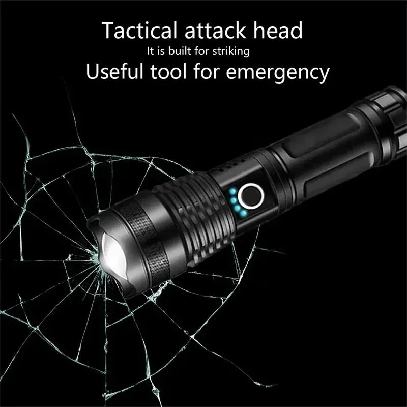 Rechargeable Flashlights High Power LED Tactical Flashlight Super Bright Handheld Hunting Torch Light for Emergency Hiking