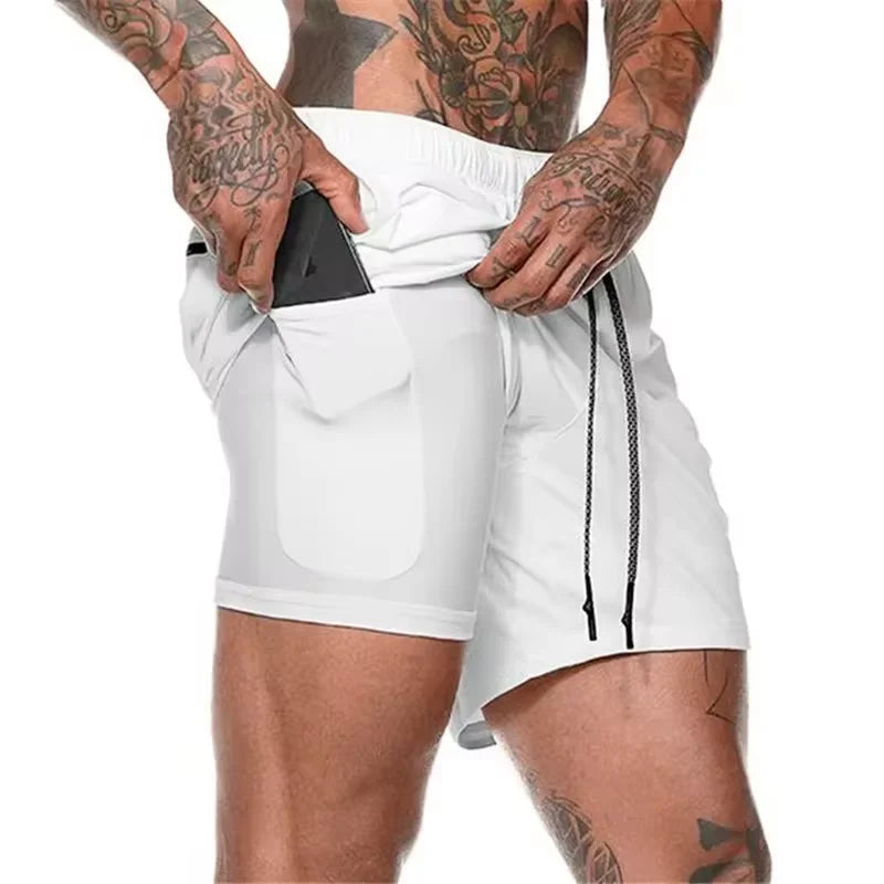 GripFlow — Short Deportivo Hombre con Licra Interior y Bolsillo Seguro para Celular