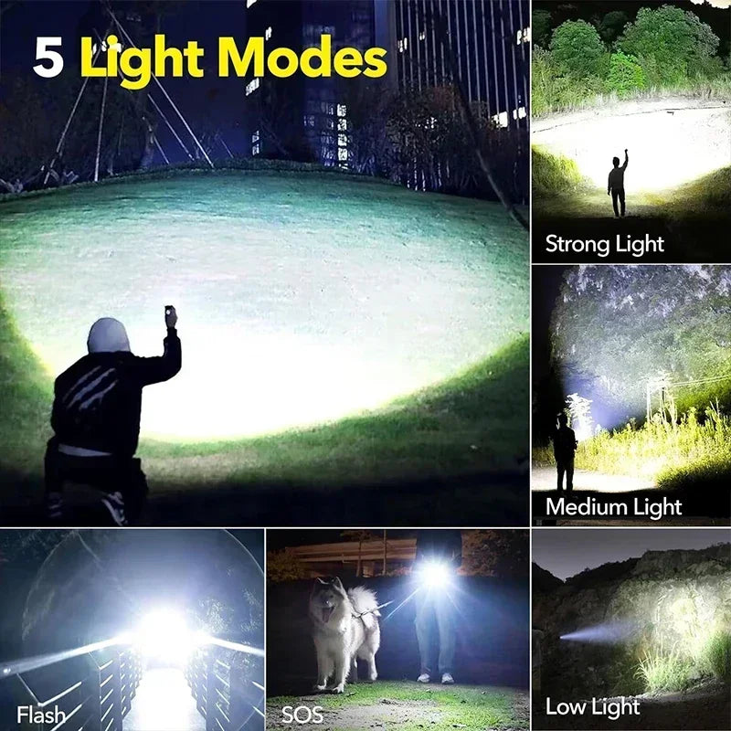 Rechargeable Flashlights High Power LED Tactical Flashlight Super Bright Handheld Hunting Torch Light for Emergency Hiking