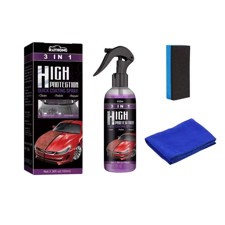Cristalizador Cerámico de Autos 3 en 1: Lavado en Seco, Brillo Espejo y Protección UV + Kit de Regalo