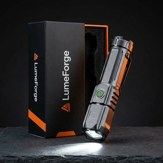 LumeForge Linterna Táctica Compacta Recargable USB Foco Ajustable Uso Profesional