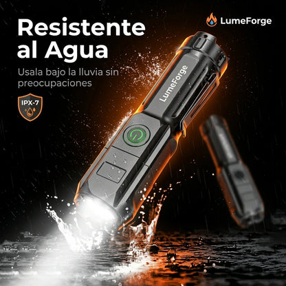 LumeForge Linterna Táctica Compacta Recargable USB Foco Ajustable Uso Profesional